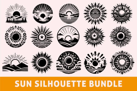 Explore Sun Silhouette Bundle Vector for Graphics & Illustrations