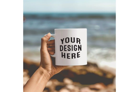 Girl Holding Mug Mockup: A Charming Embroidery Design