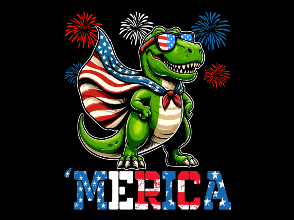 Merica T Rex 4th of July Vector T-Shirt Designs