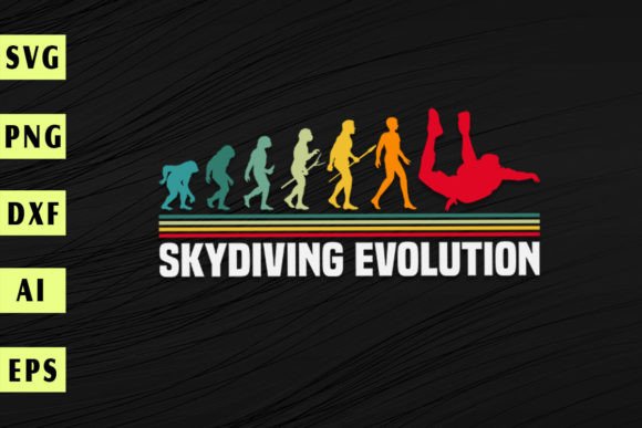 Skydiving Evolution: A Dynamic Graphics Asset for T-Shirt Designs