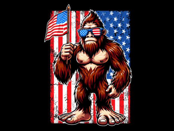 Usa Bigfoot Riding T Rex 4th of July Graphics